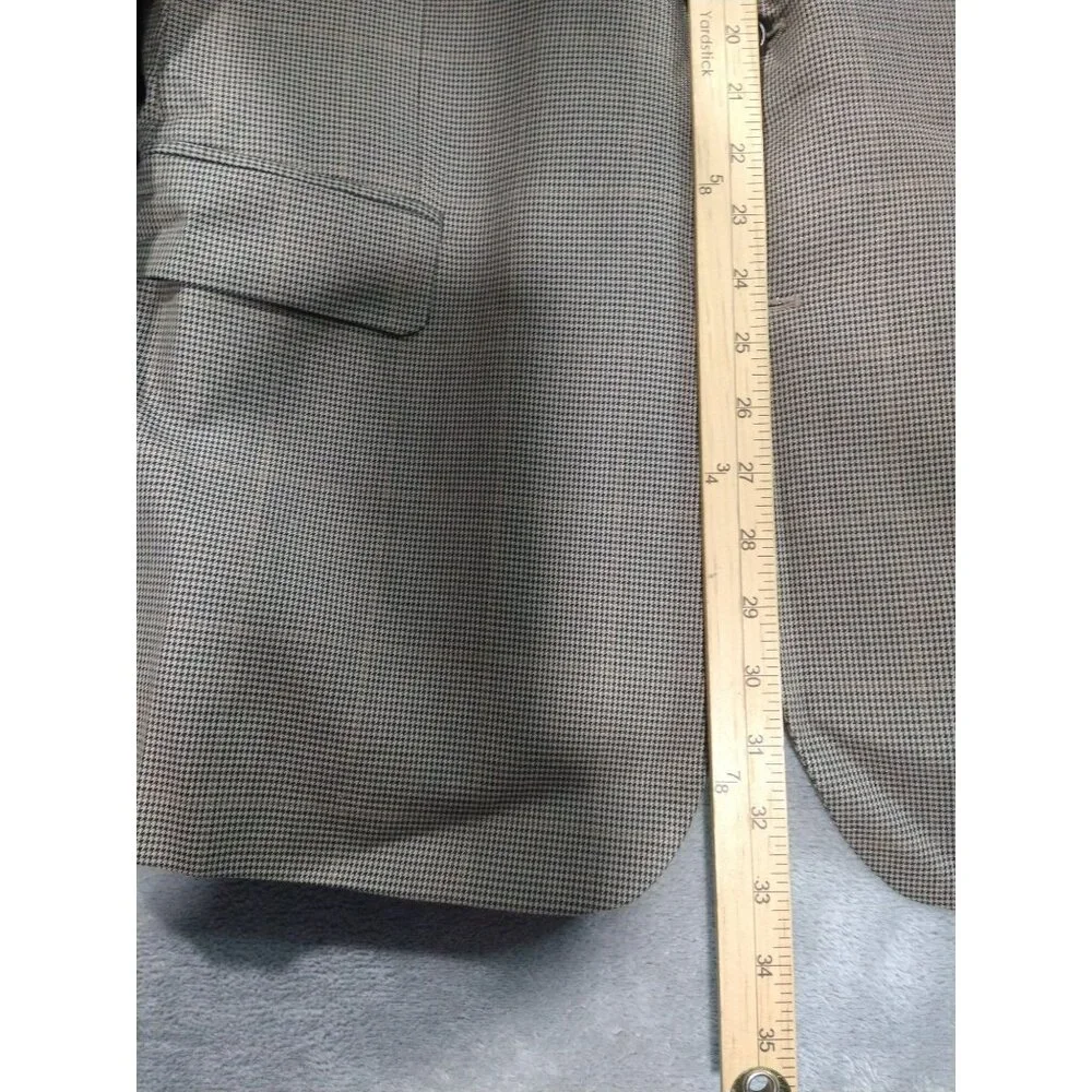 Brooks Brothers Blazer Mens 44R Brown Houndstooth Plaid Sport Jacket 2 Button